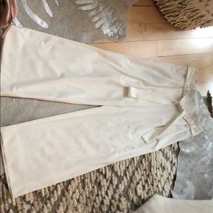 Paper bag waist wide leg trouser